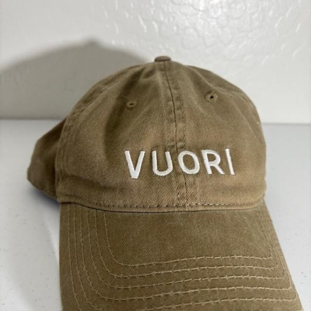 Vuori Hat Cap Strap Back Brown Cotton Twill Logo Embroidered One Size Mens - Picture 2 of 7